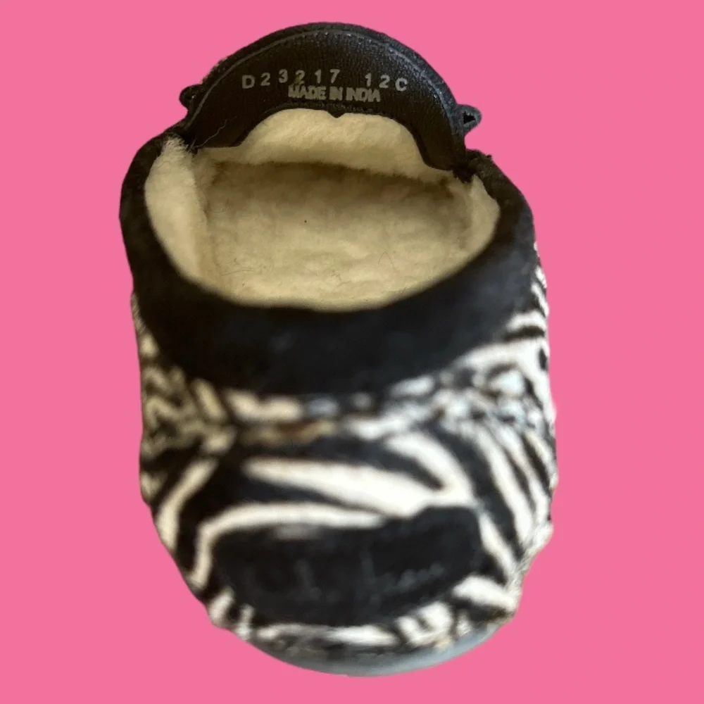 Cole Haan Girls NWOT Zebra Calf Hair Moccasins / Loafers size 12